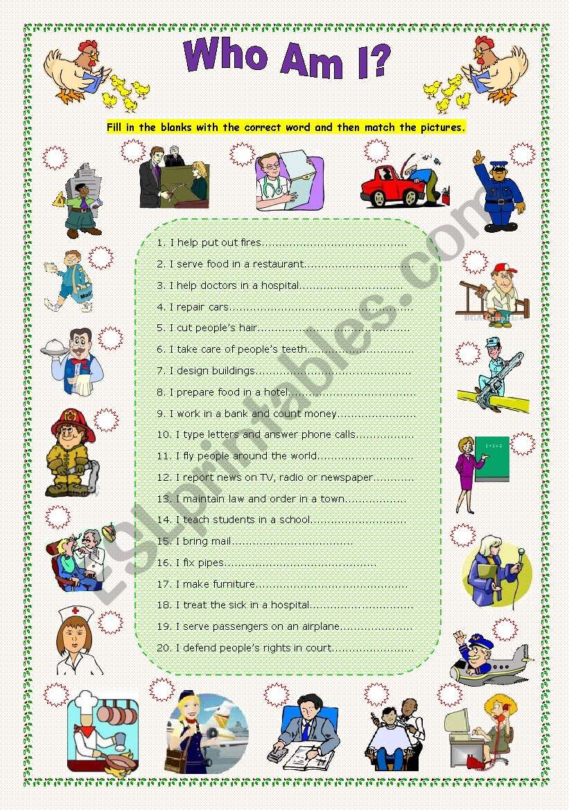 Who Am I? worksheet