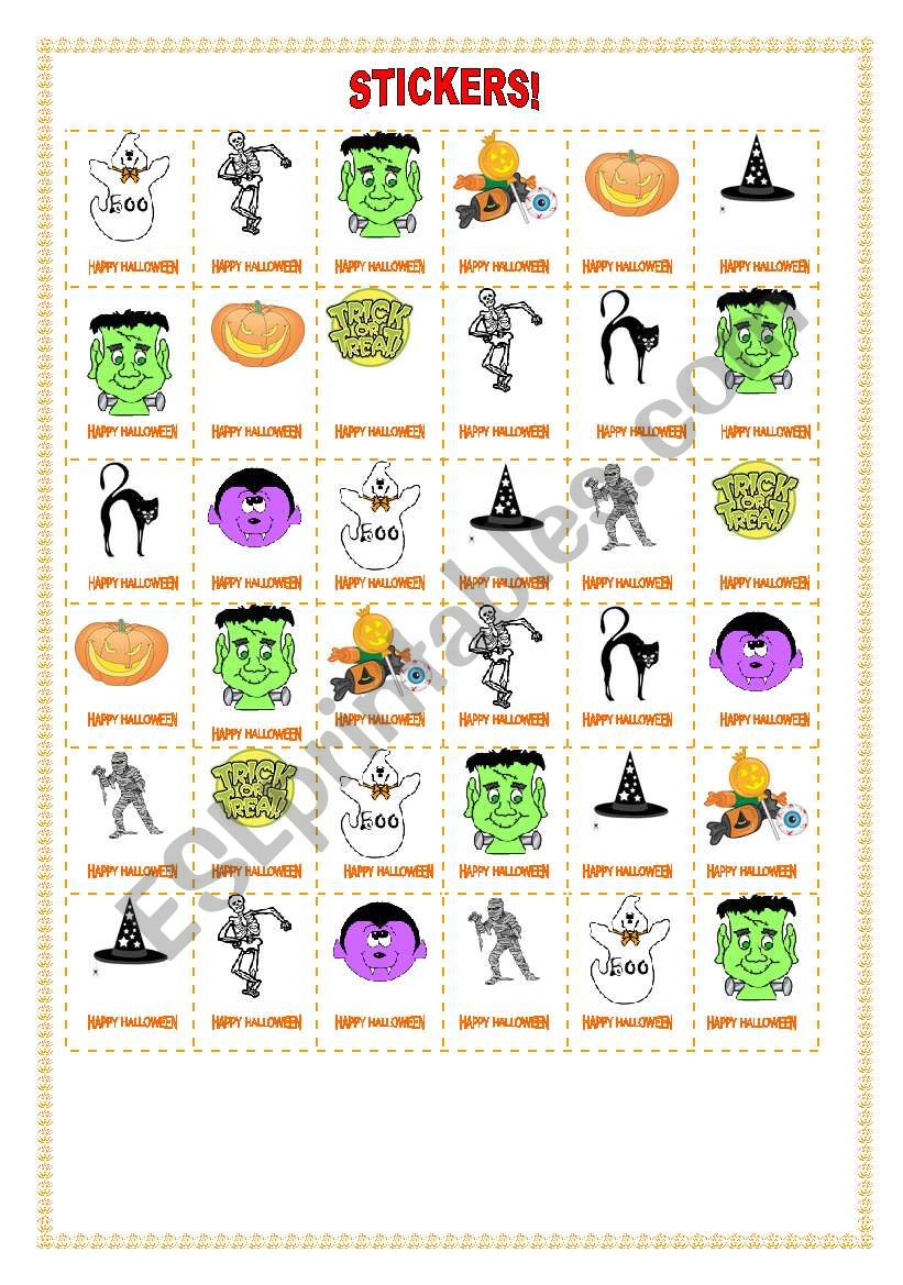 STICKERS - HALLOWEEN worksheet