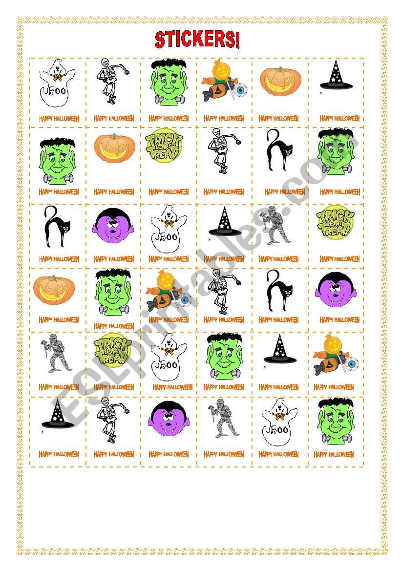 STICKERS - HALLOWEEN worksheet