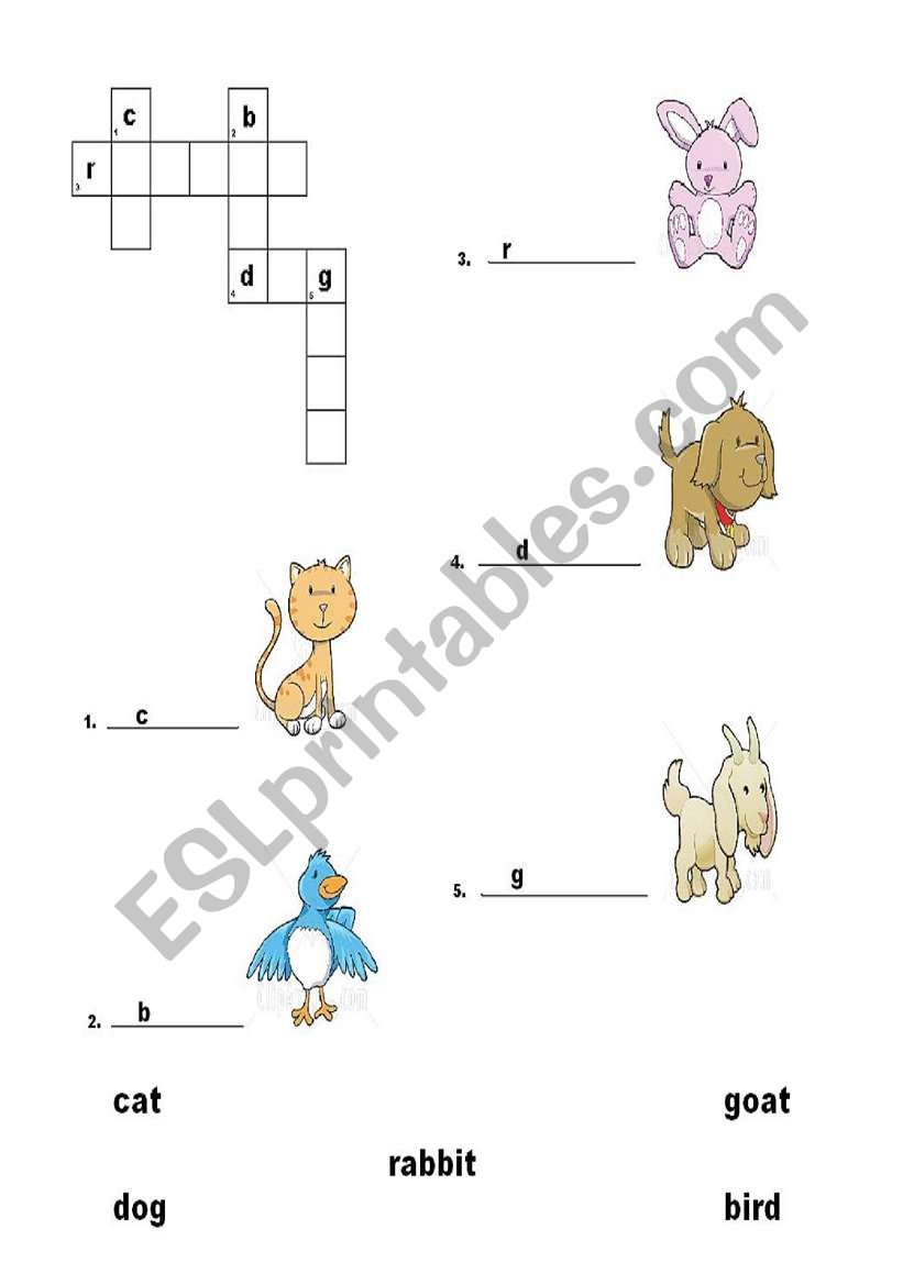 Animal Crossword worksheet