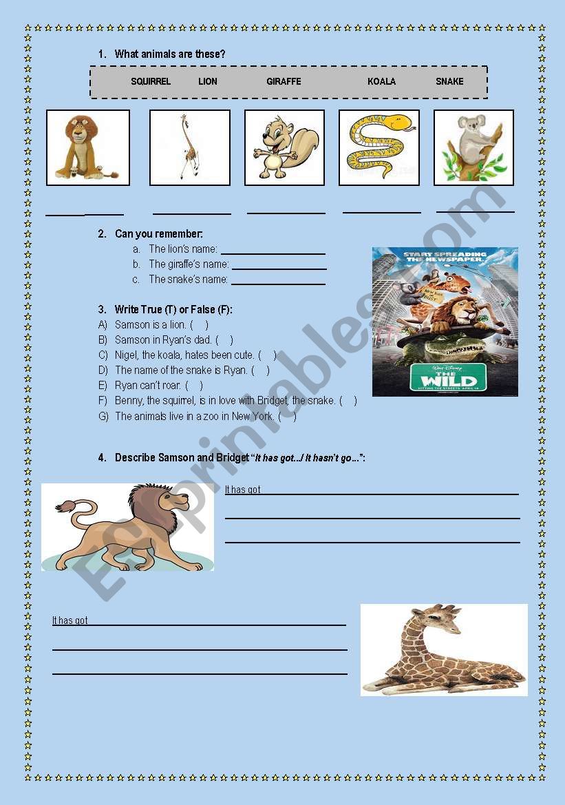 Movie Session - The Wild :) worksheet