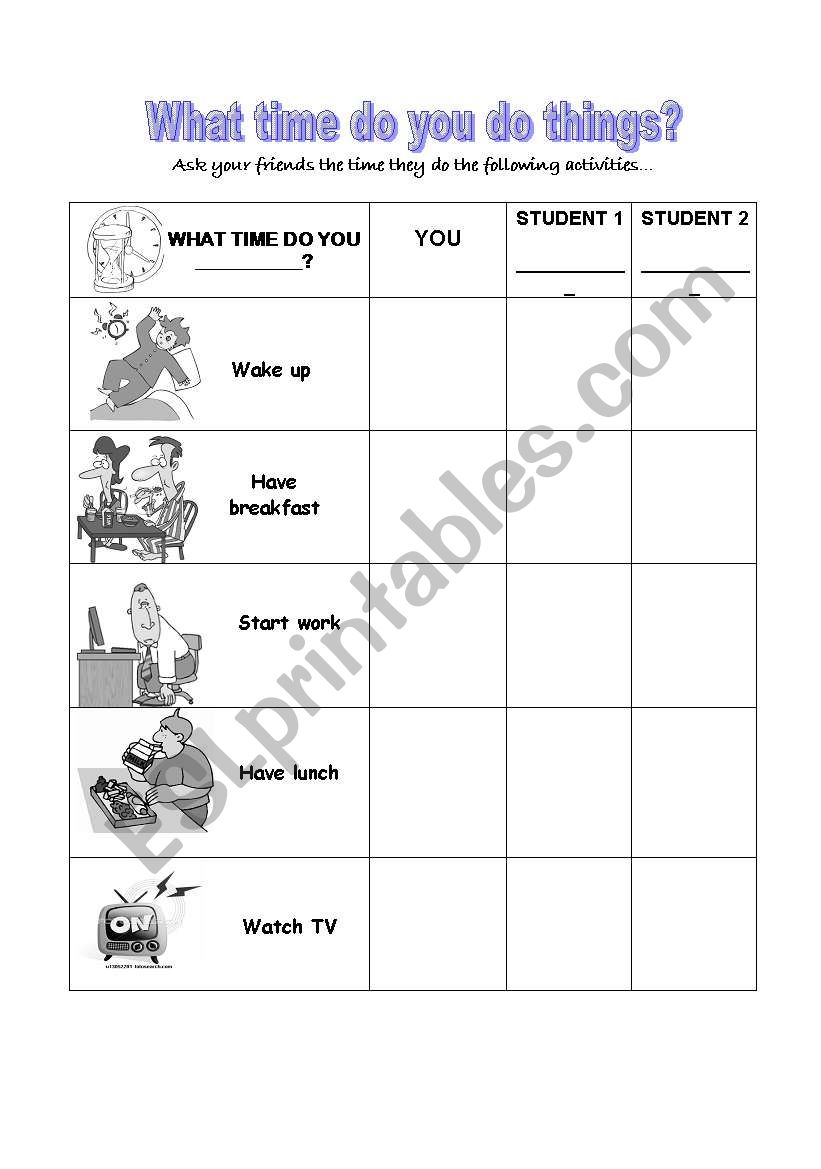 Daily routine Speaking Practice