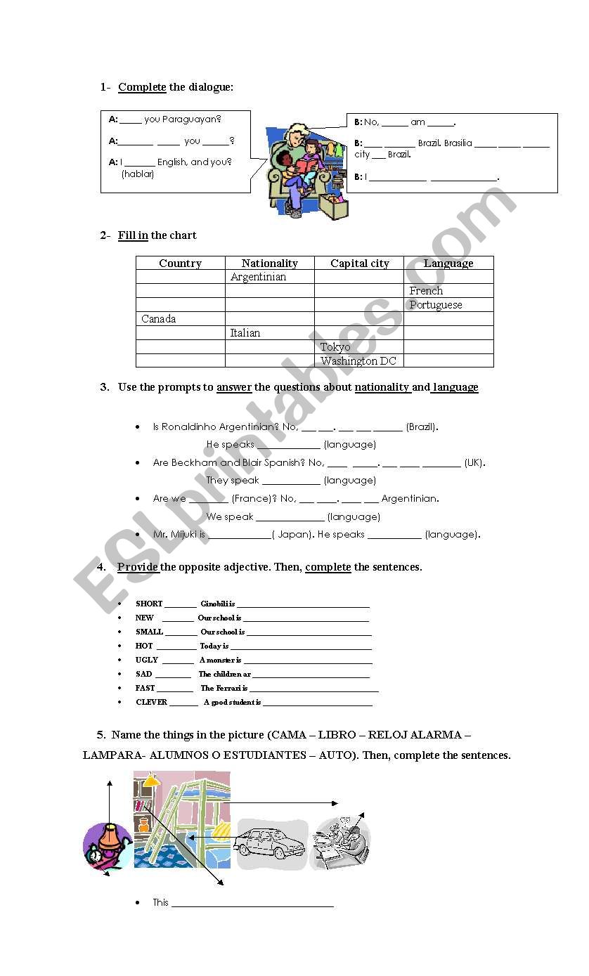 VERB TO BE AND COUNTRIES worksheet