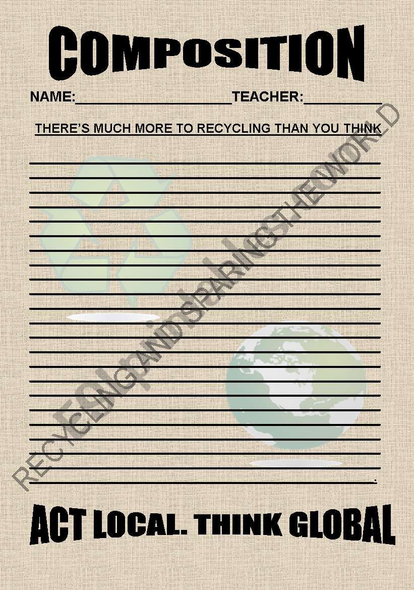 COMPOSITION ON RECYCLING worksheet
