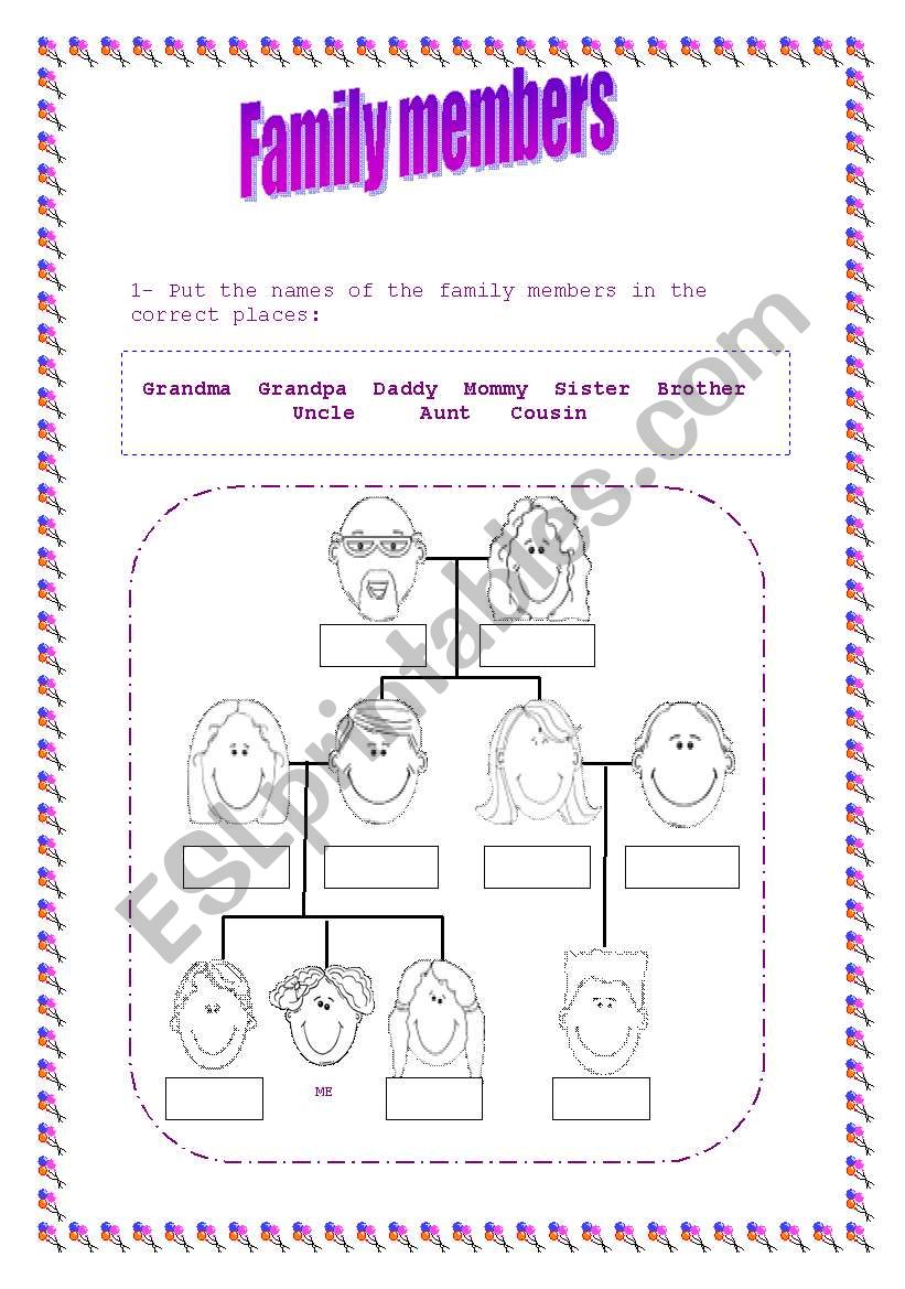 Family members worksheet