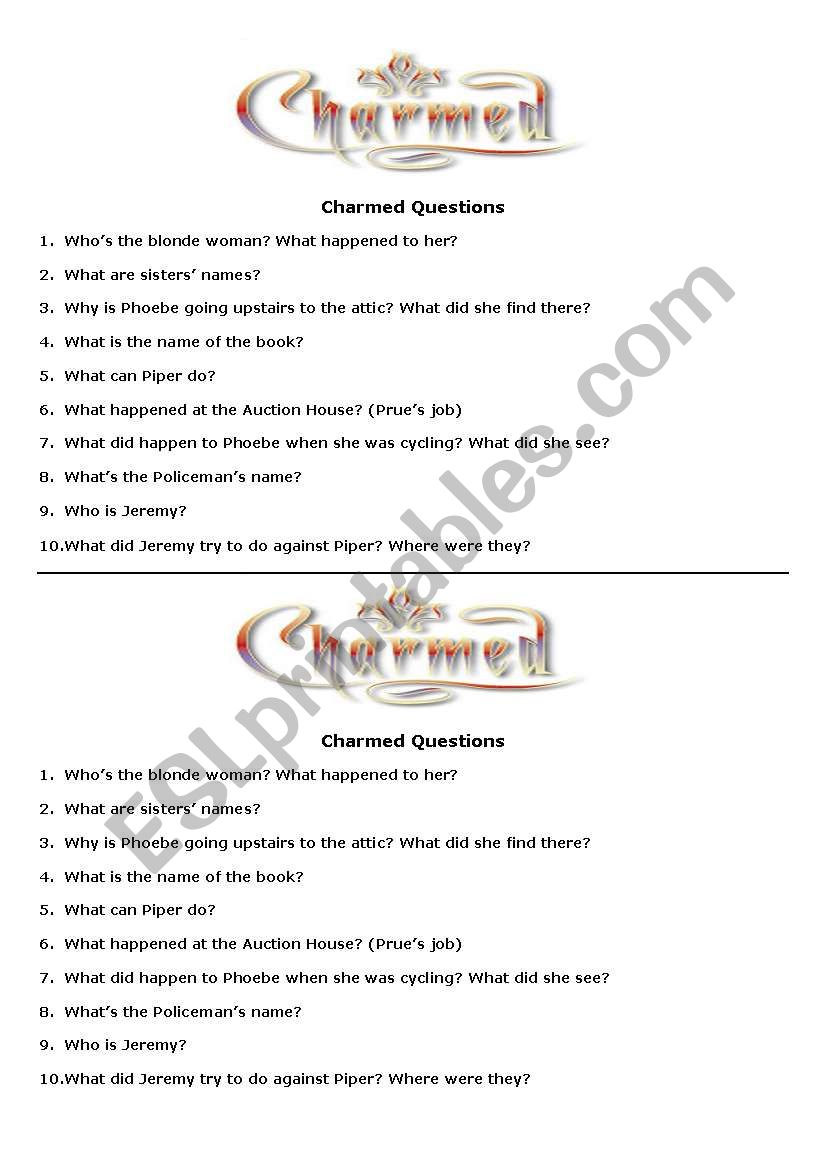 Charmed worksheet
