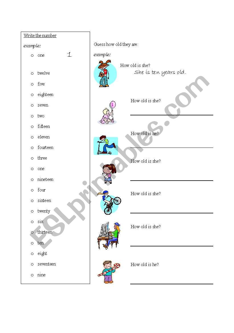 How old is he/she? worksheet