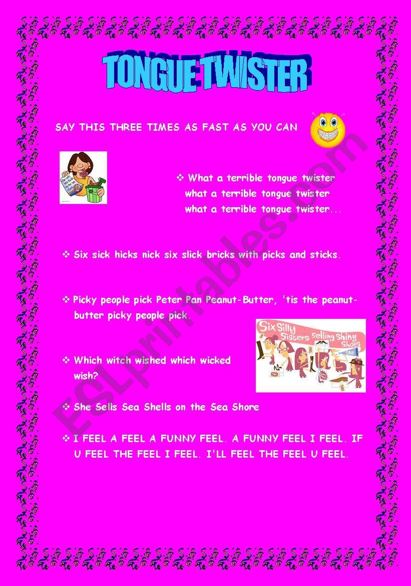 tongue twister worksheet