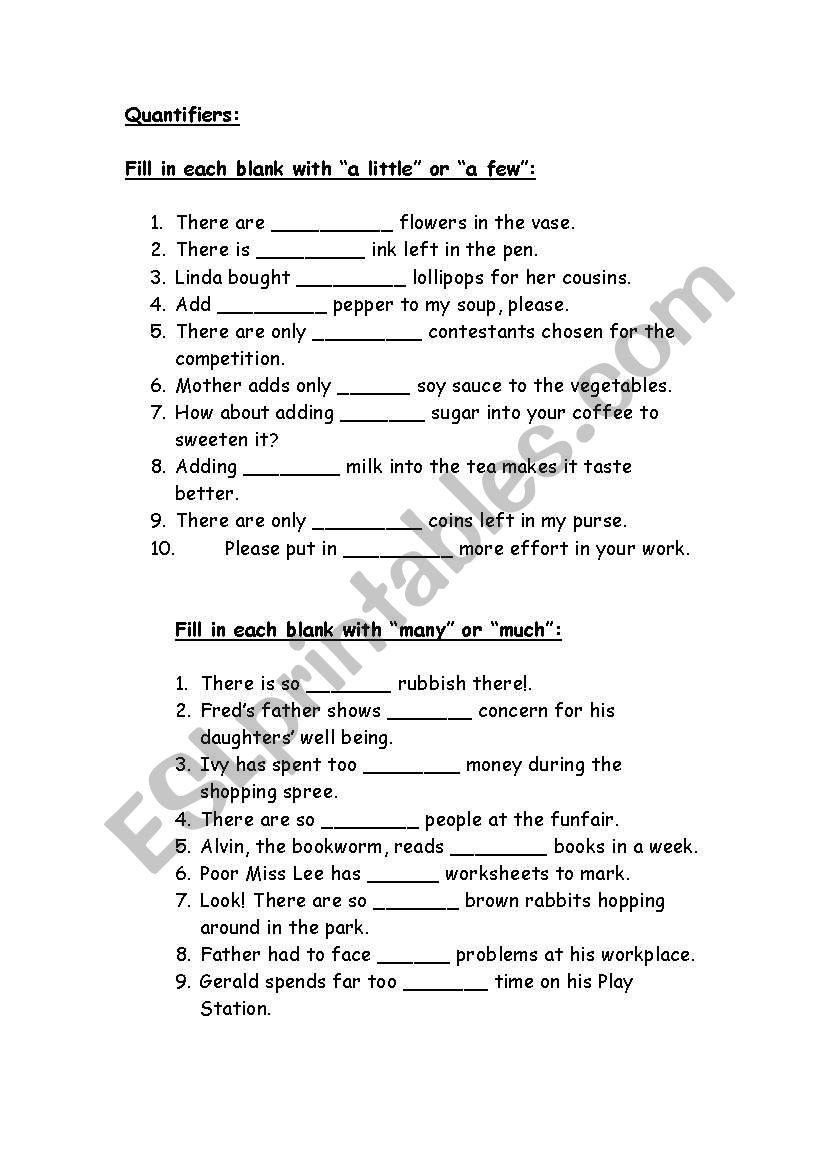 quantifiers worksheet