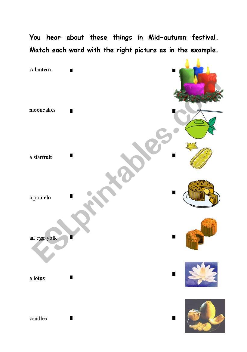 Mid-Autumn Festival worksheet