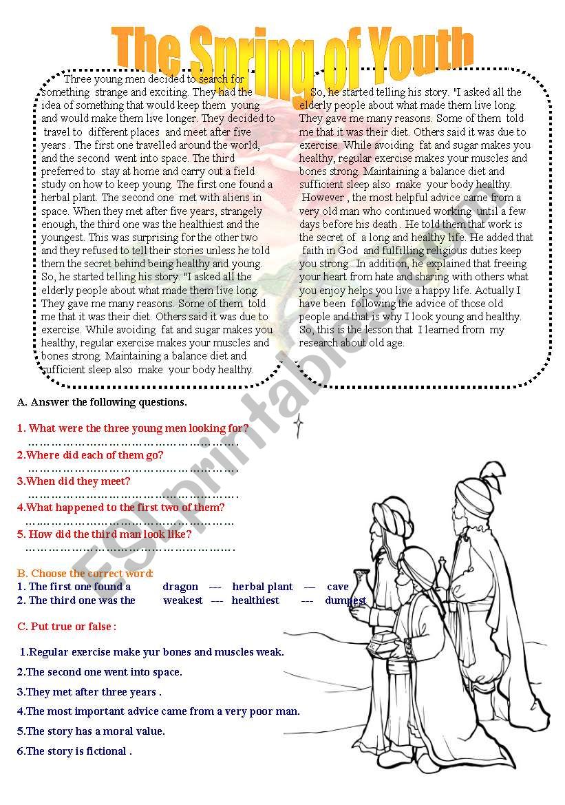 the secret of youth worksheet