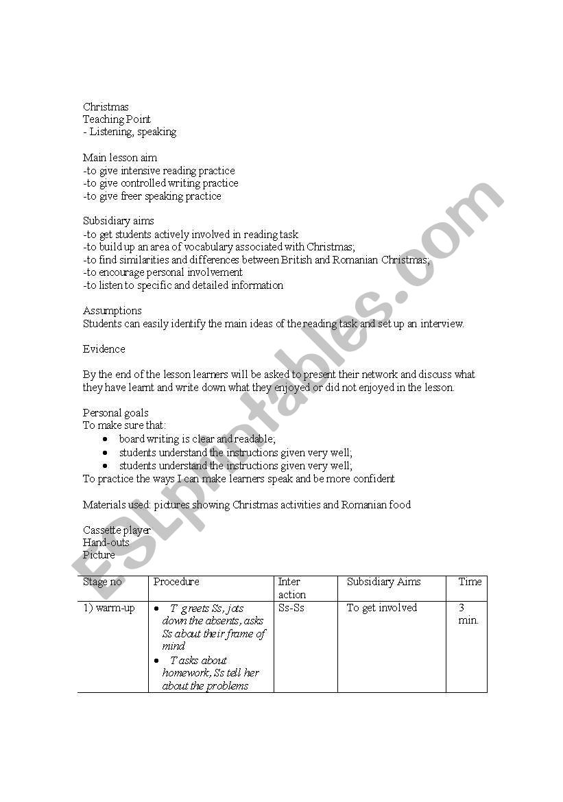 LESSON PLAN  worksheet