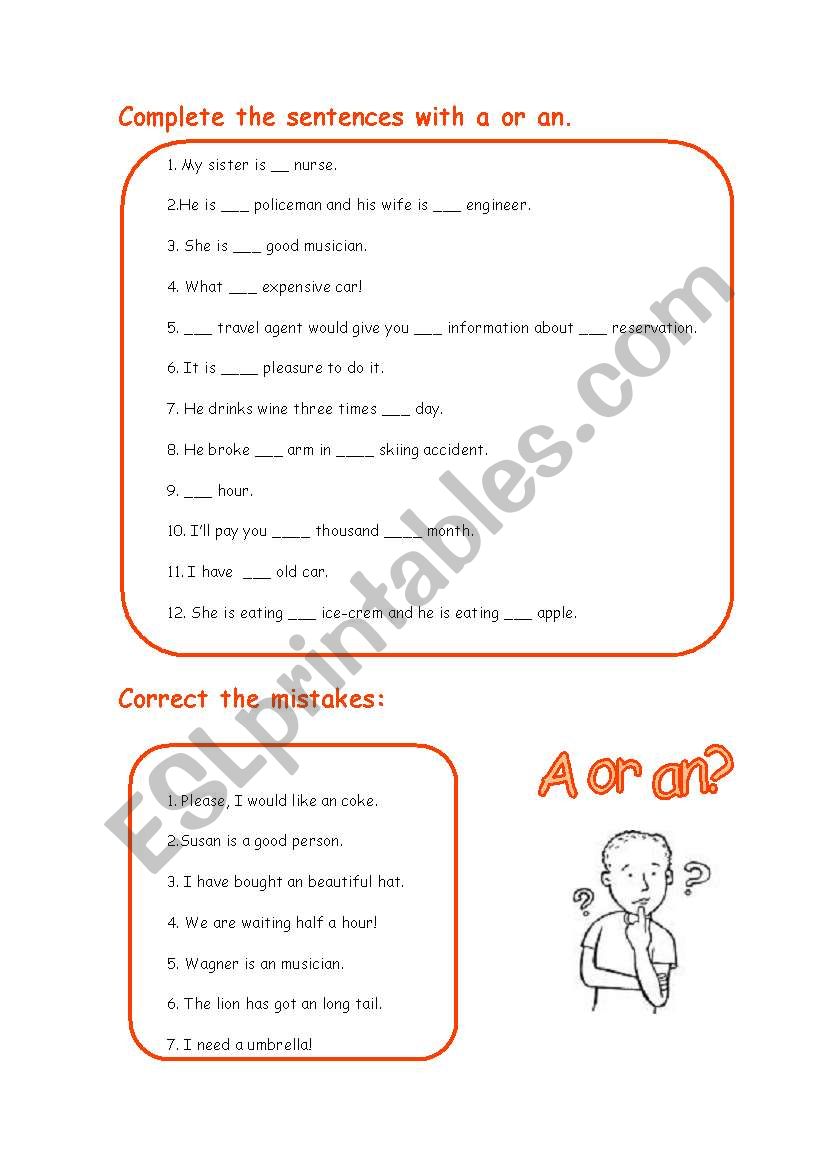 A or An? worksheet