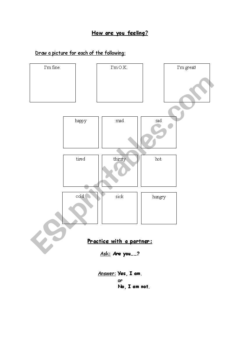 How are you feeling? worksheet