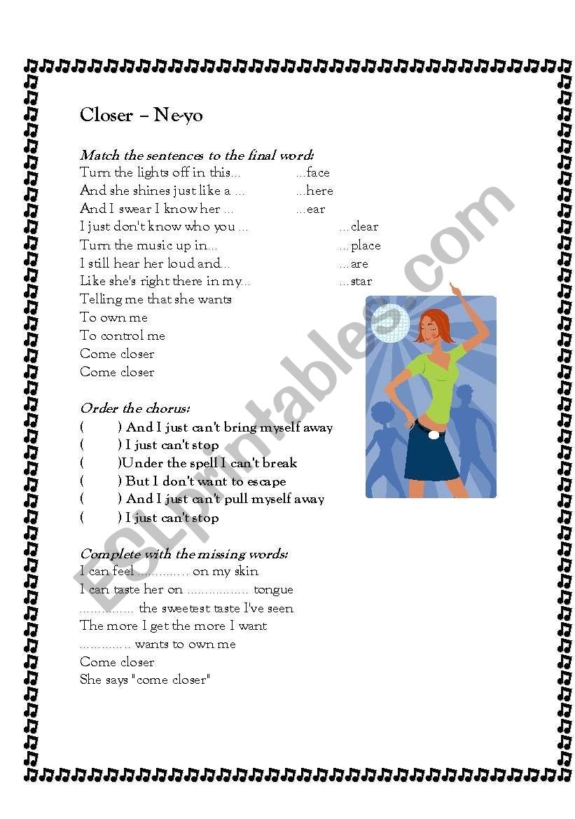 Closer      Ne-yo worksheet