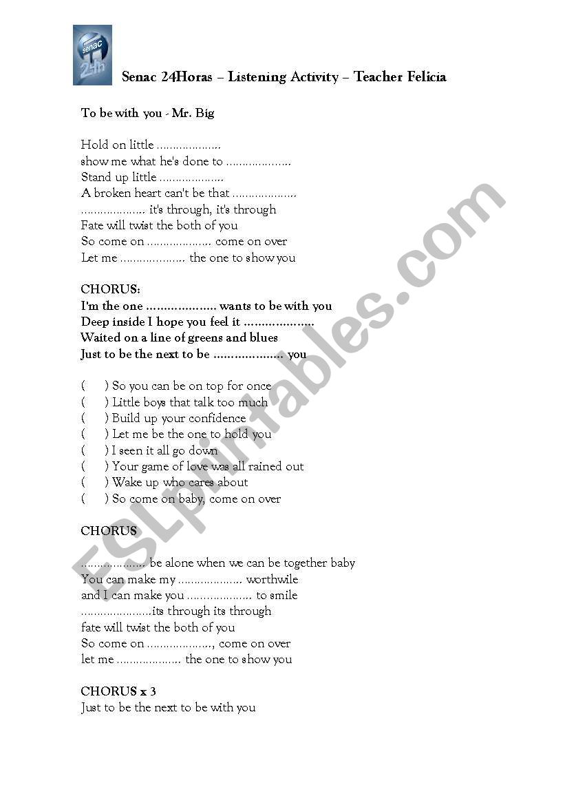 To be with you - Mr. Big worksheet