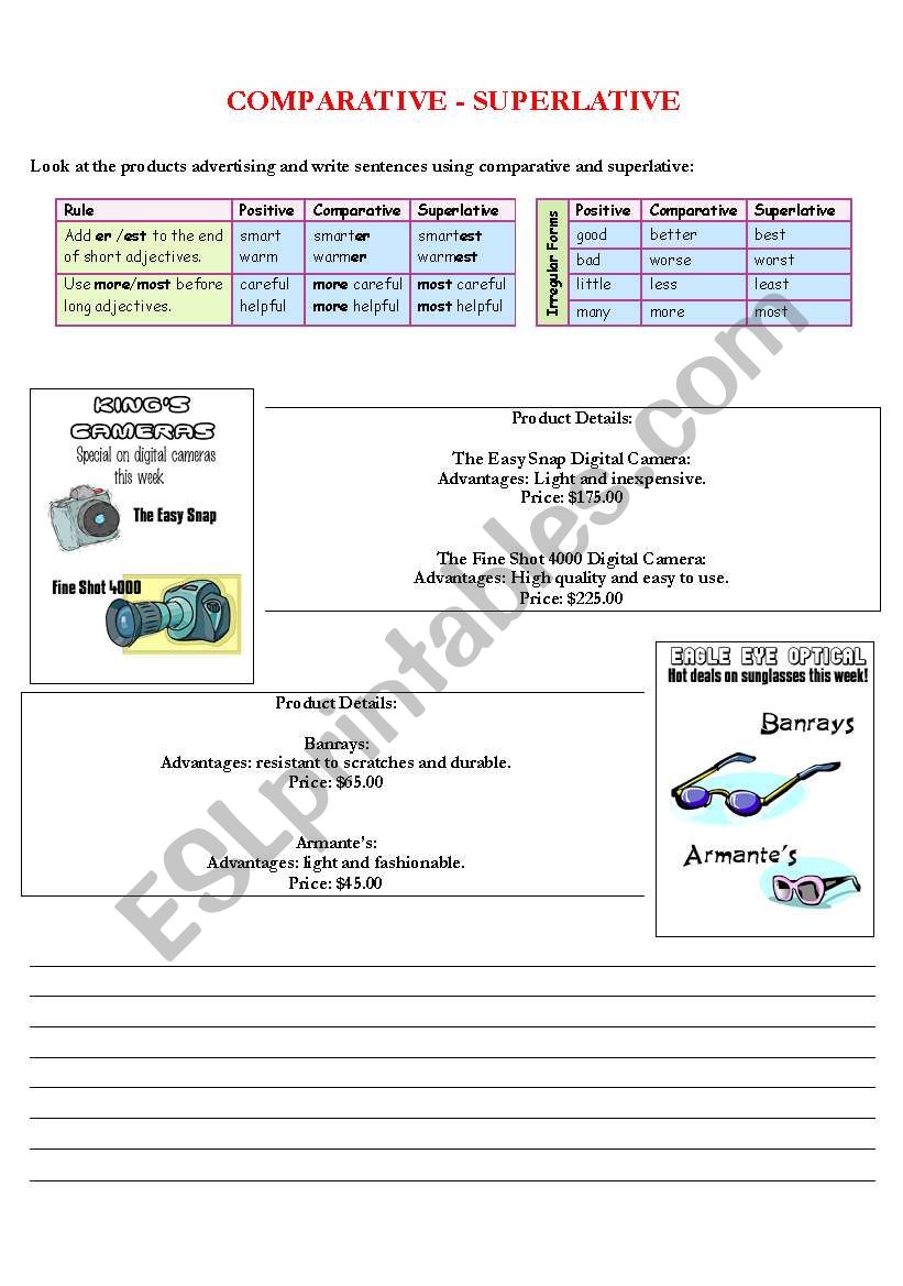 Comparative - Superlative worksheet