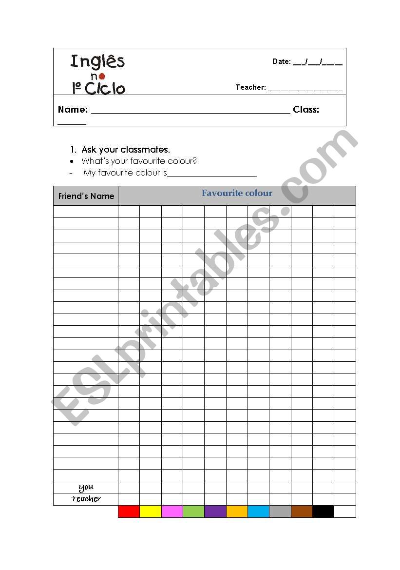 Favourite colour worksheet
