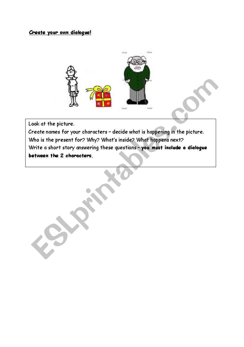 create your own dialogue worksheet