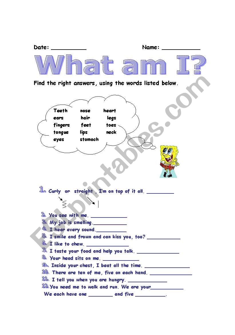 What am I ? worksheet
