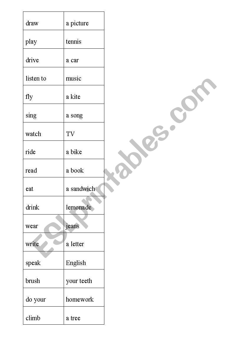 verbs worksheet