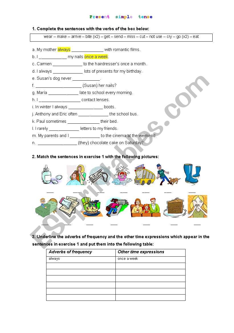 present simple tense worksheet