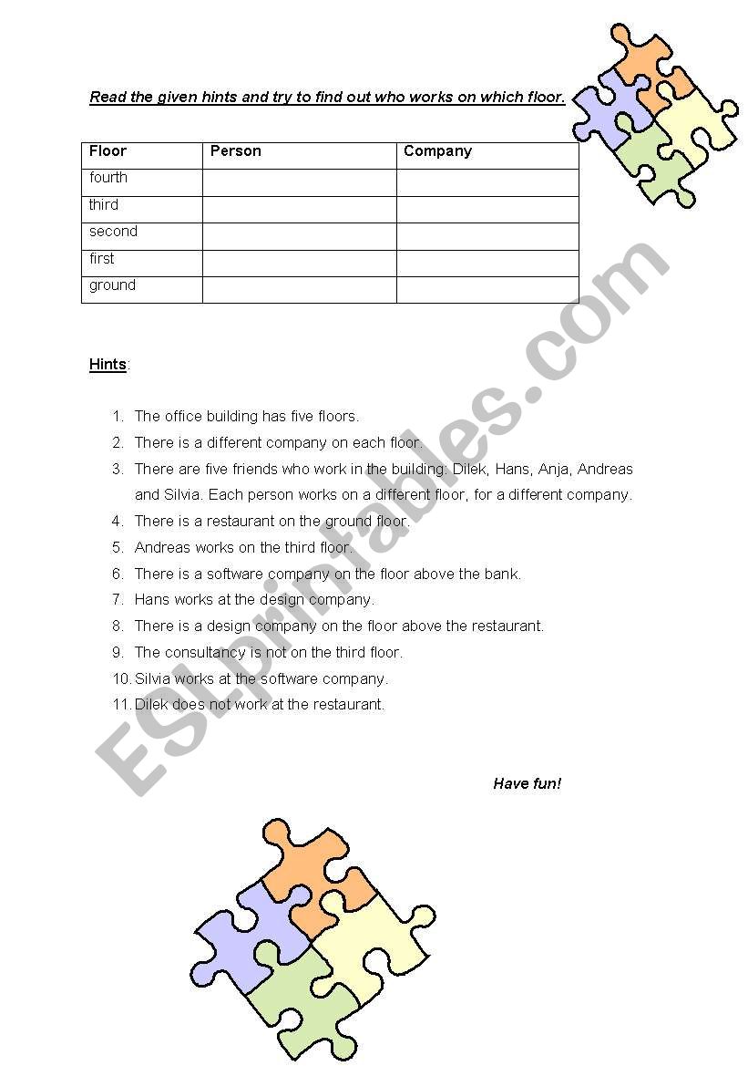 The Office Building Puzzle worksheet