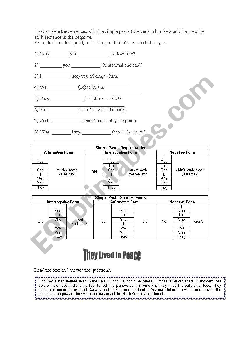 simple past review worksheet