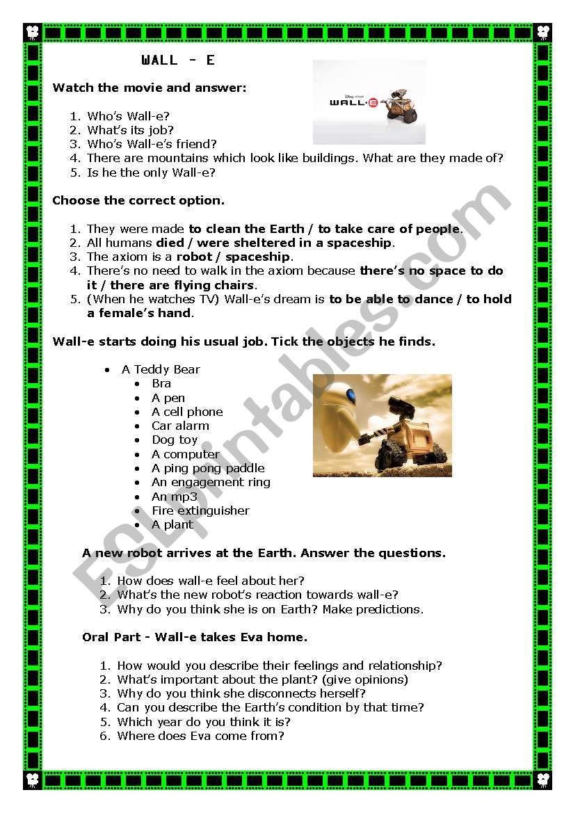 Wall-e (Lets think!) worksheet