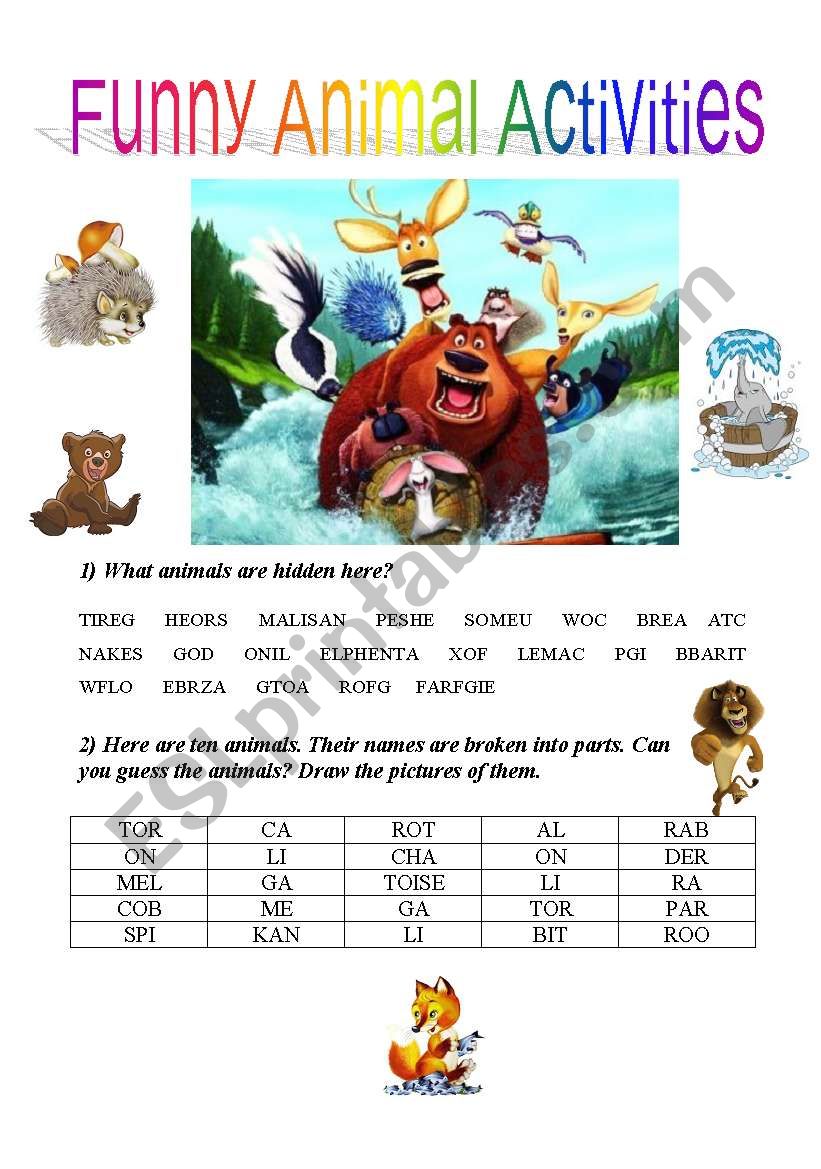 Funny Animal Activities and Poems(3 pages)