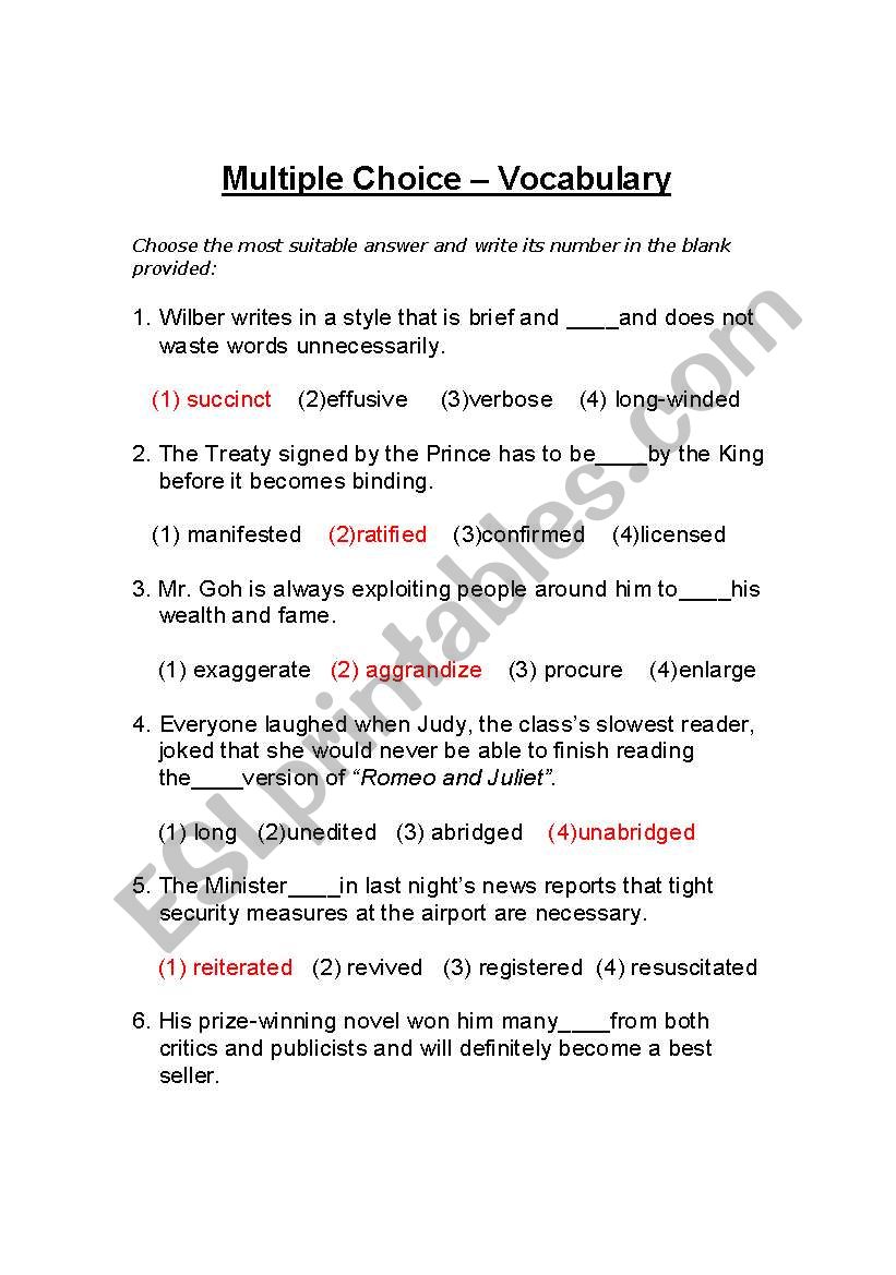 This is an answer key to the previous 