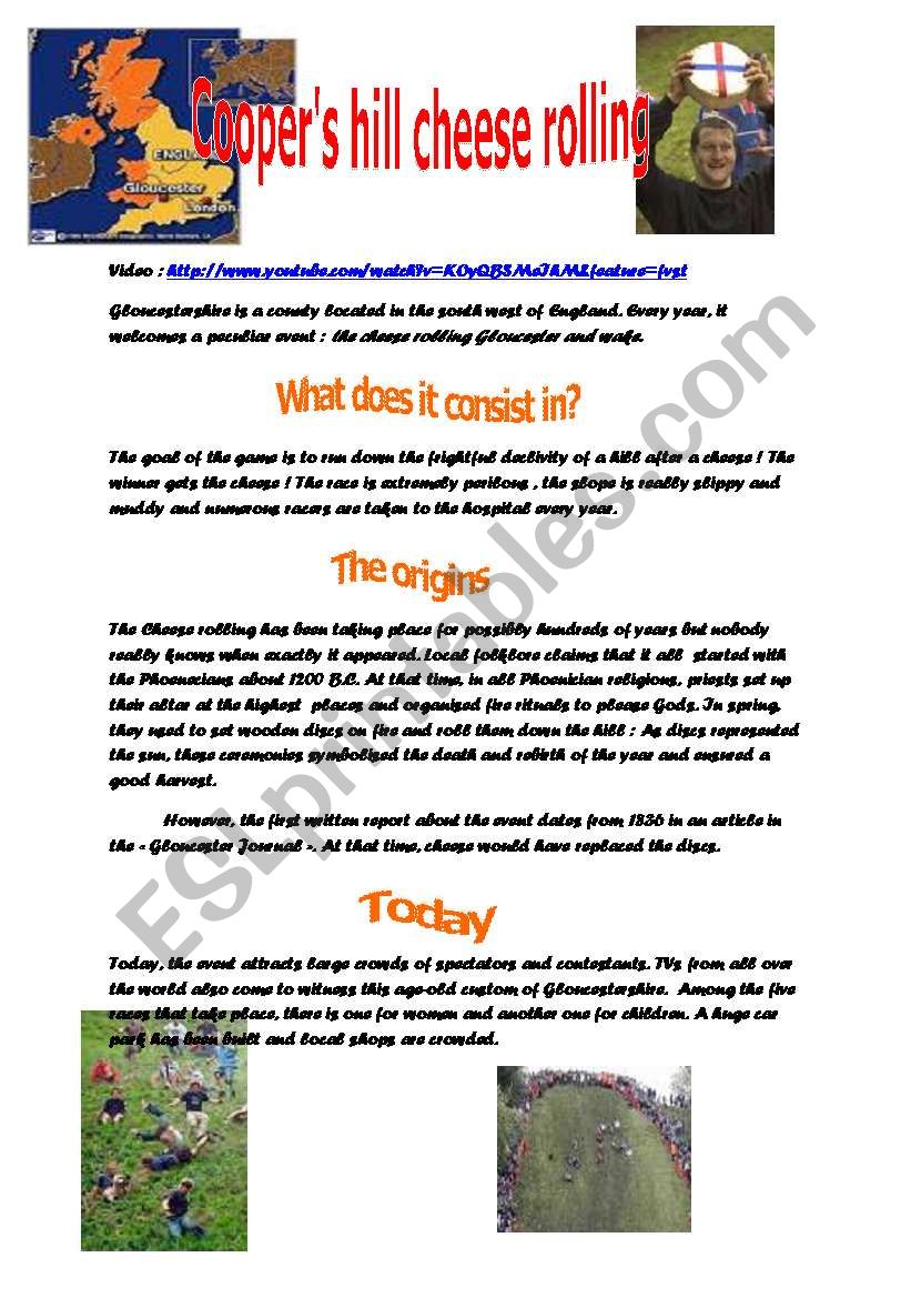 CHEESE ROLLING COMPETITION worksheet
