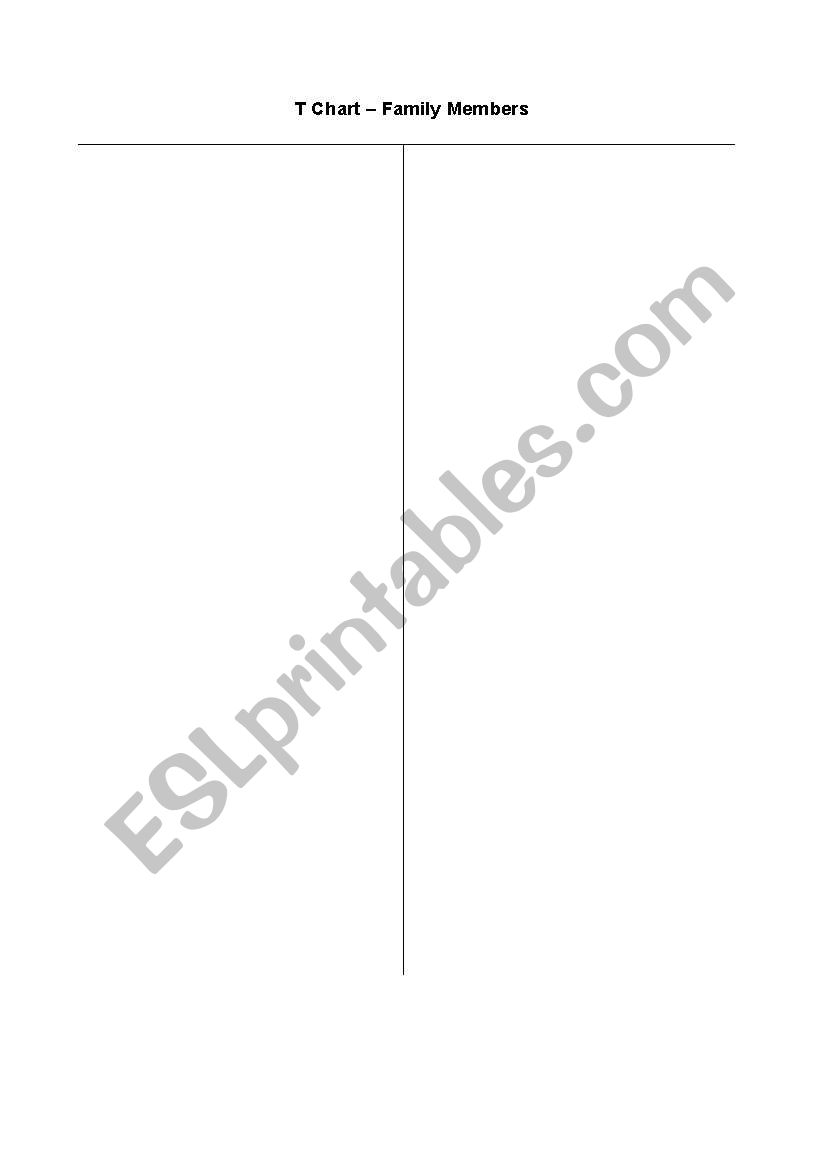 T-Chart Family Members worksheet