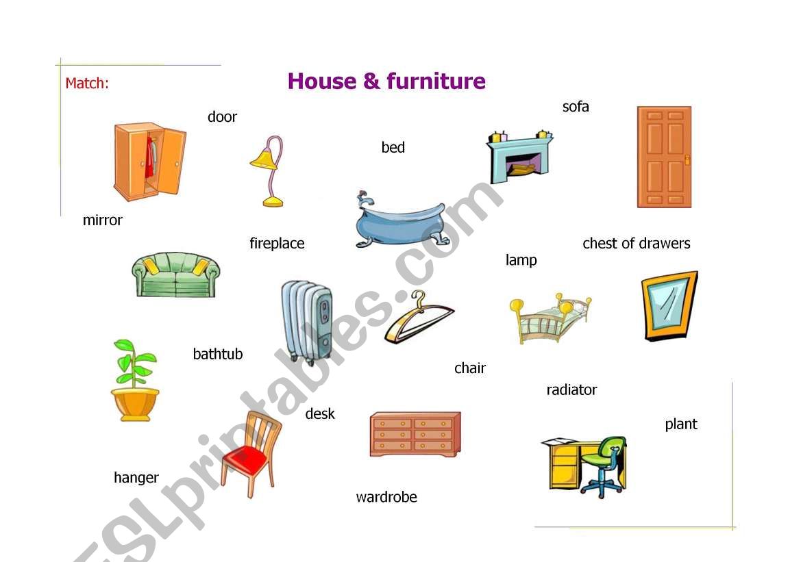 House & furniture worksheet