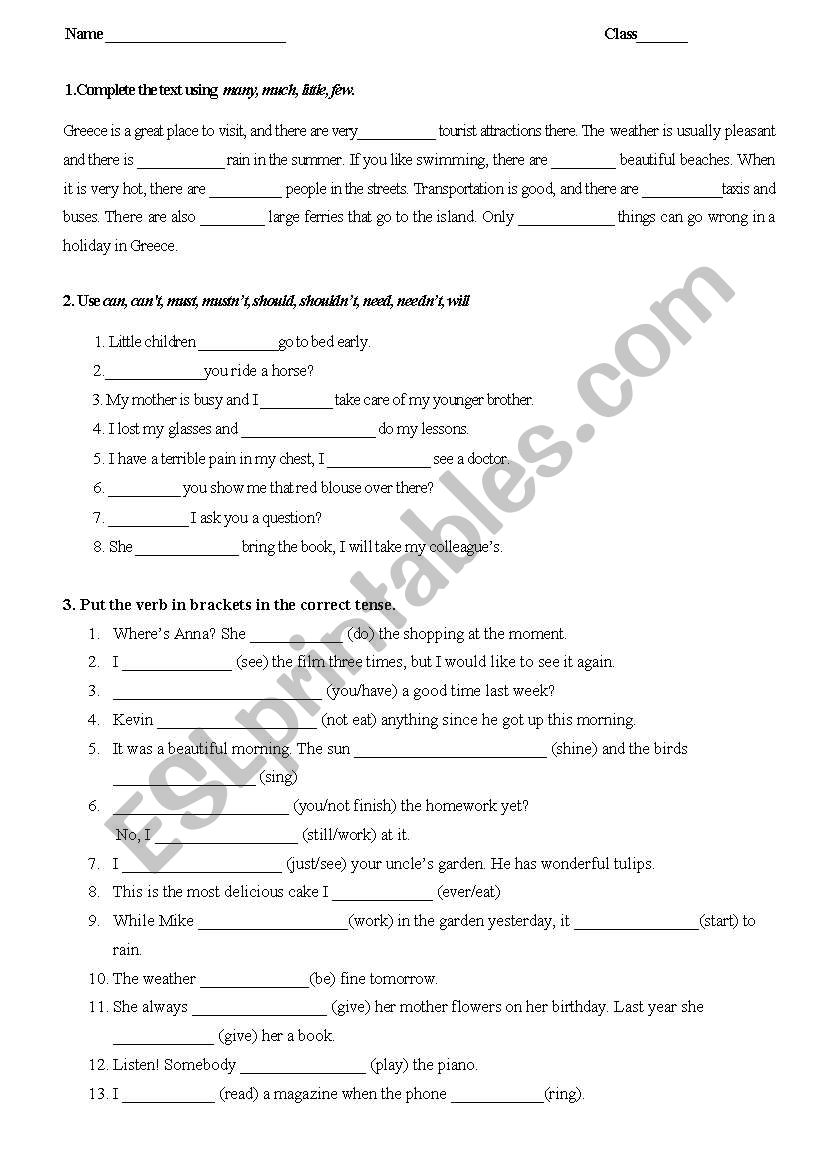 review test VI worksheet