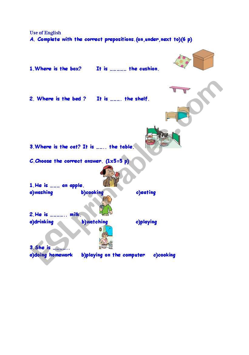 Quiz for 3rd grade worksheet