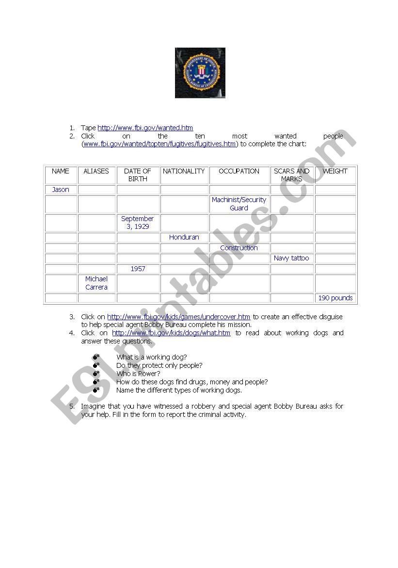 FBI worksheet