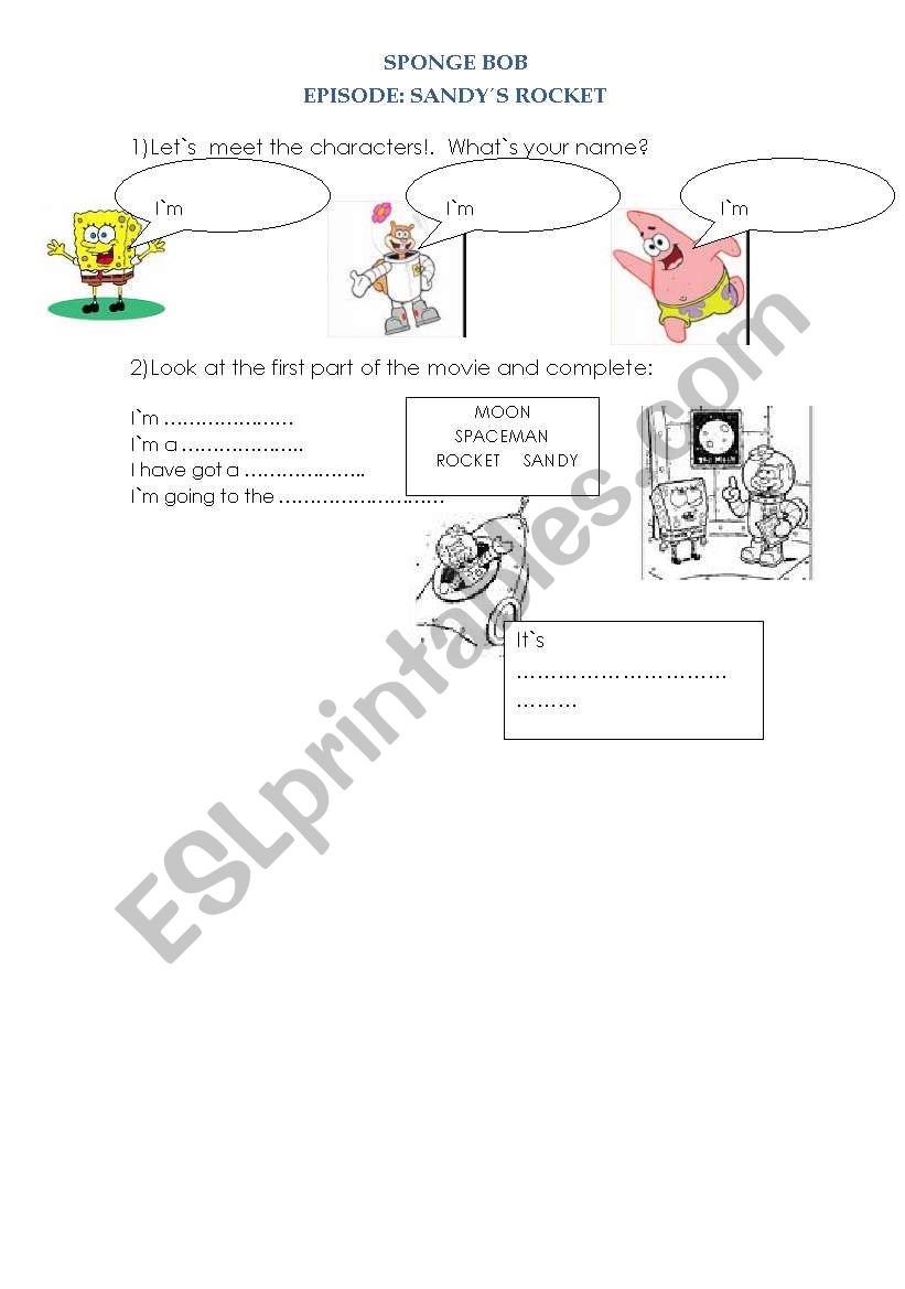 BOB SPONGE  worksheet