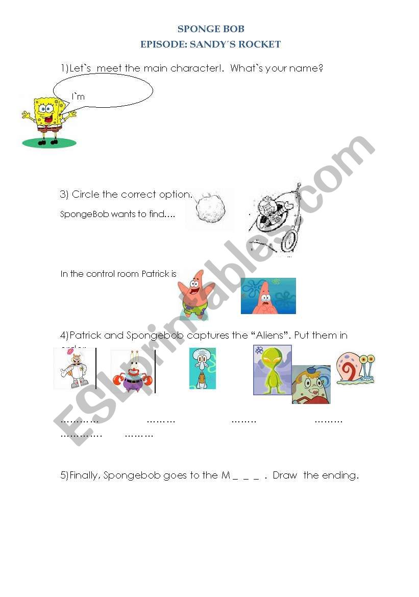 BOB SPONGE CARTOON worksheet