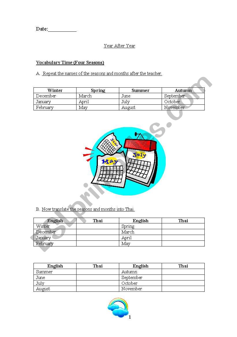 English to Thai worksheet