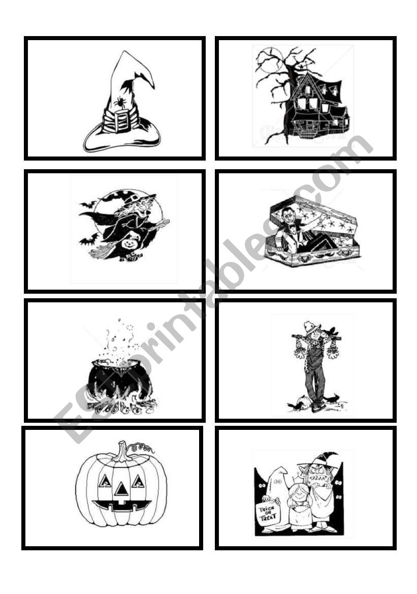 Halloween Memory game - BW version