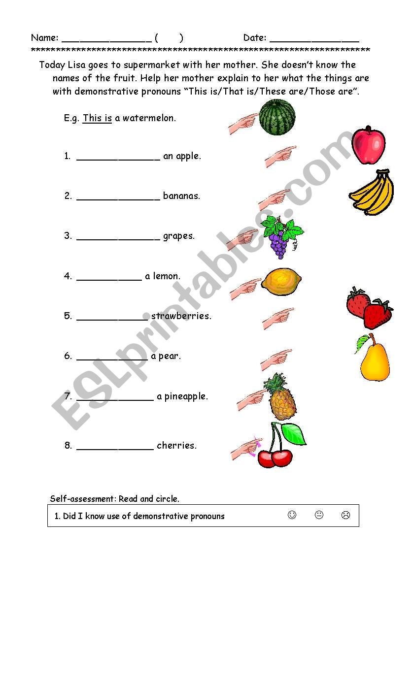 demonstrative pronouns worksheet