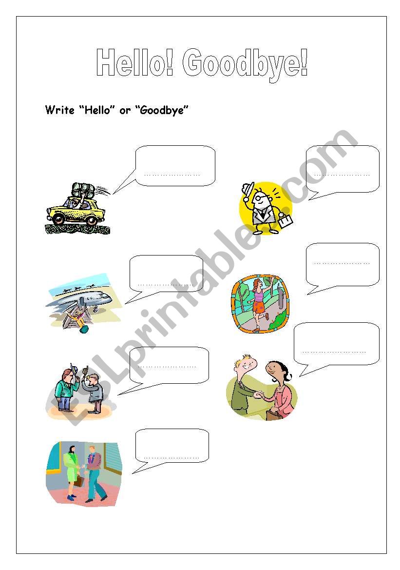 HELLO! GOODBYE! worksheet