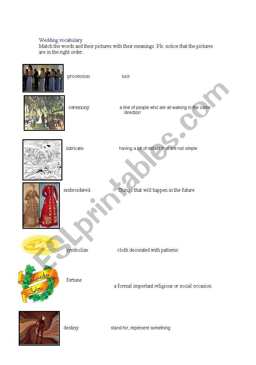 Wedding Vocabulary worksheet