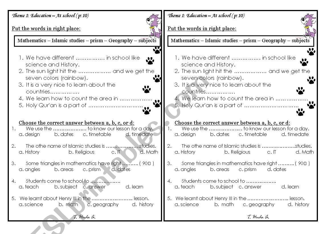 vocabulary worksheet
