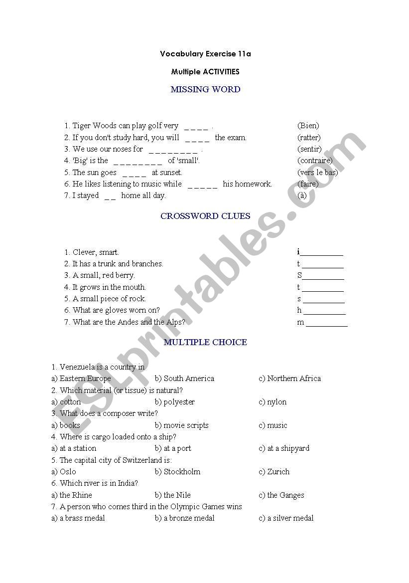 Vocabulary Exercise 1 worksheet