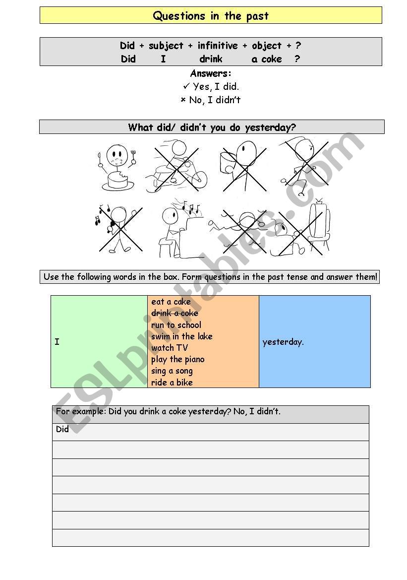 Questions in the past worksheet