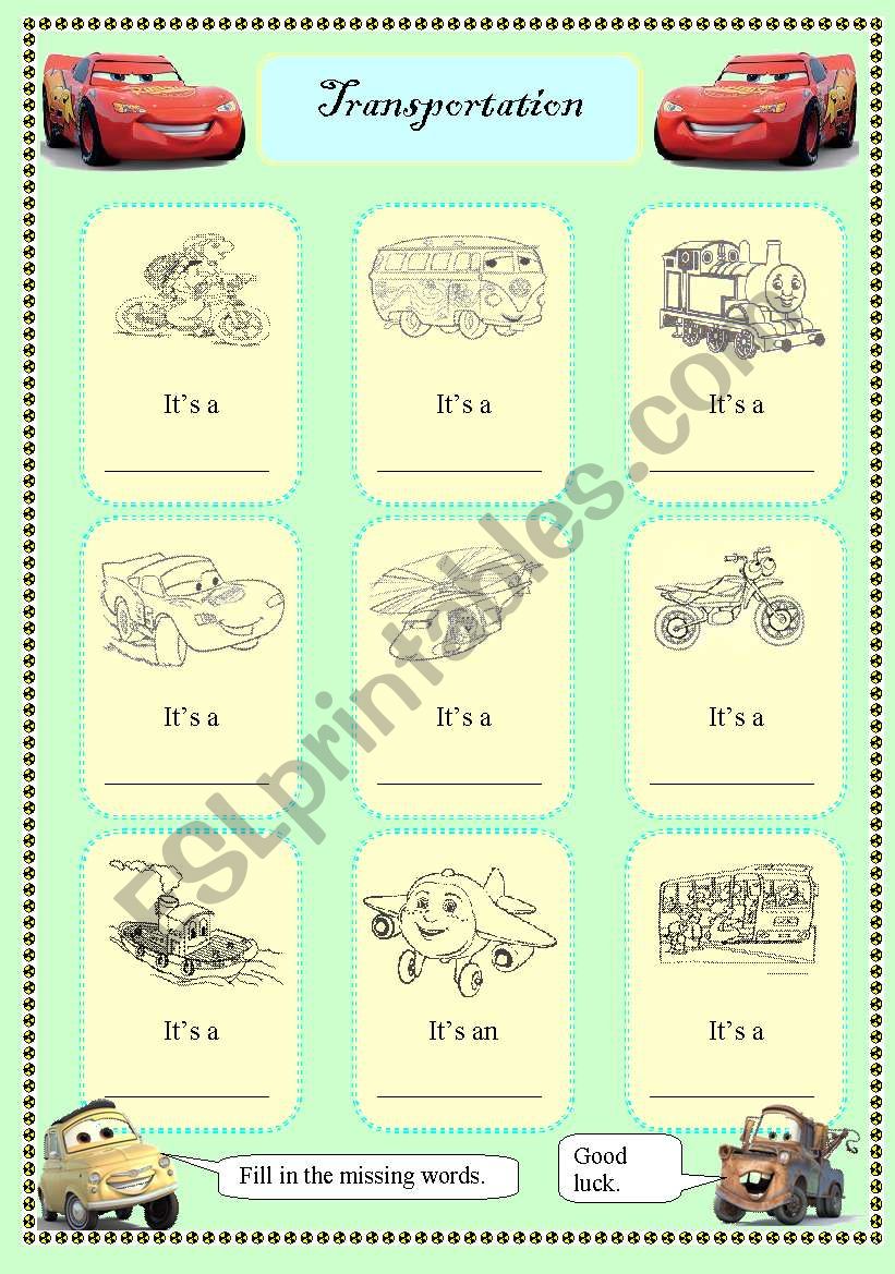 Transportation worksheet