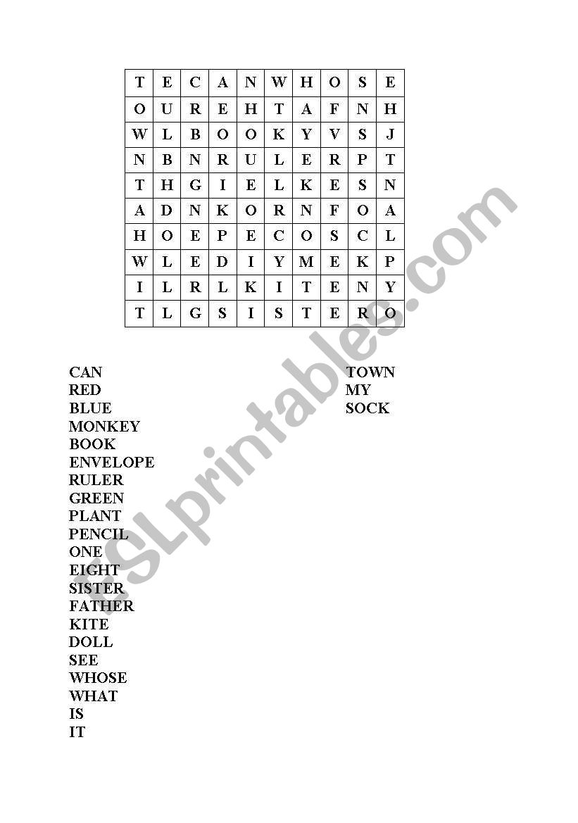 Wordsearch worksheet