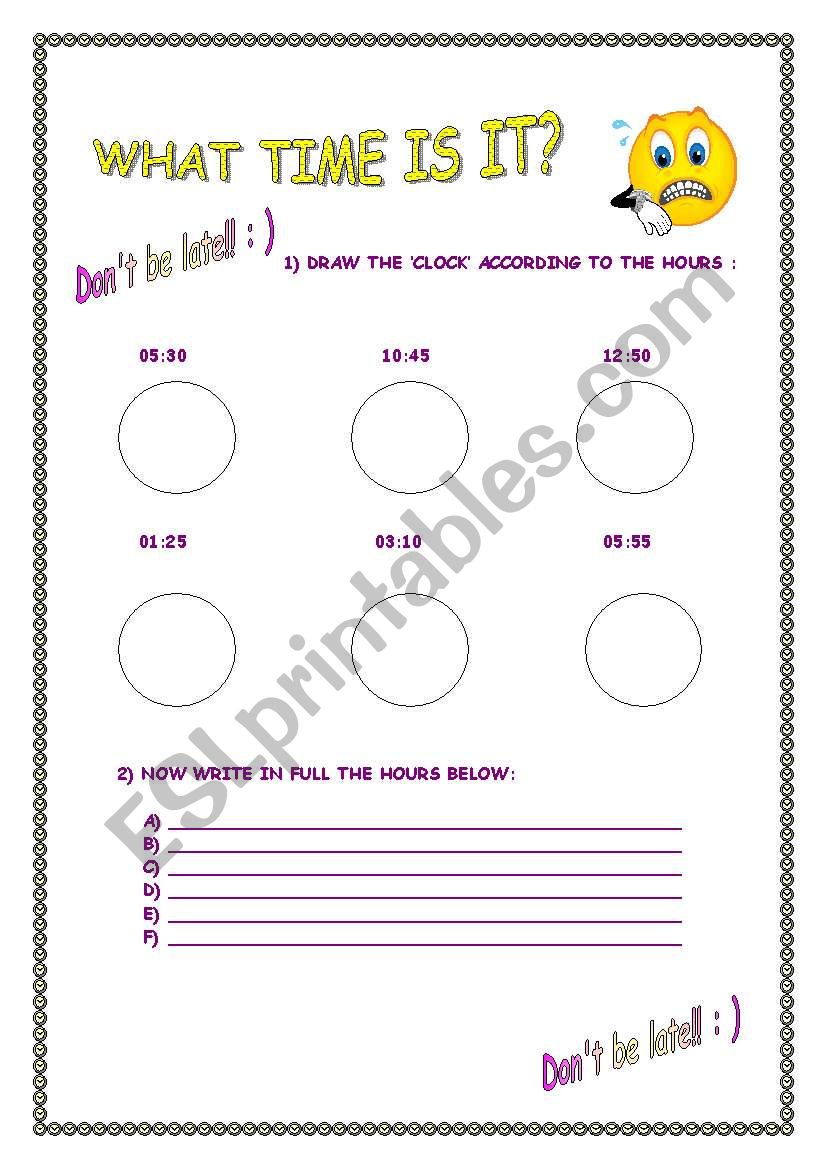 WHAT TIME IS IT?  worksheet